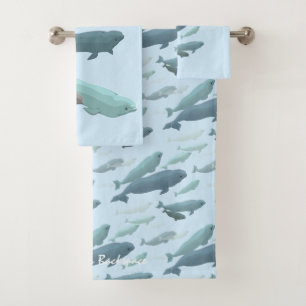 Whale Towel Sets Personalised Beluga Whale Towels