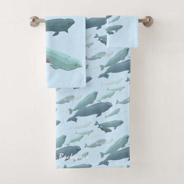Whale Towel Sets Personalised Beluga Whale Towels (Insitu)