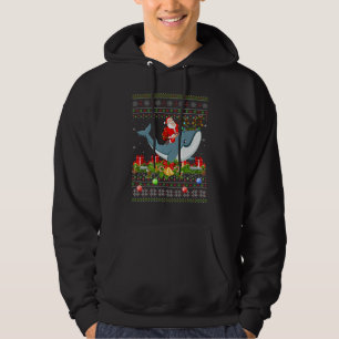 Whale Ugly Santa Riding Whale Christmas Hoodie