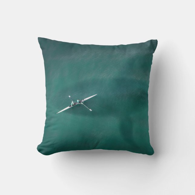 Whale Under Boat: Never Alone at Sea Cushion (Front)