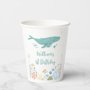 Whale Under The Sea 1st Birthday Paper Cups