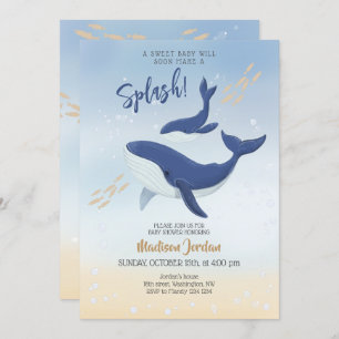 Whale Under the Sea Baby Shower Invitation