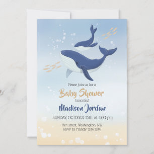Whale Under the Sea Baby Shower Invitation