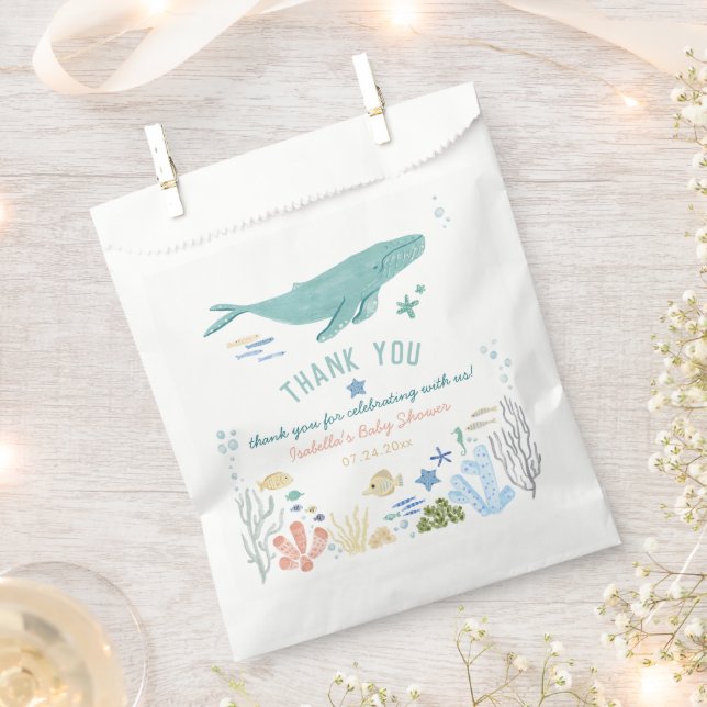 Whale Under The Sea Baby Shower Thank You Favour Bags (Clipped)