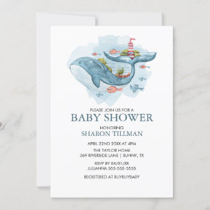 Whale Under the Sea Boy Baby Shower Invitation