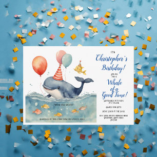 Whale Under the Sea Boy's Birthday Invitation