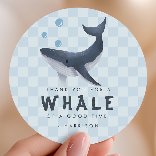 Whale Under The Sea Ocean Thank You Favor Classic Round Sticker (Creator Uploaded)