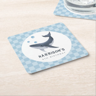 Whale Under The Sea Ocean Thank You Favor Square Paper Coaster