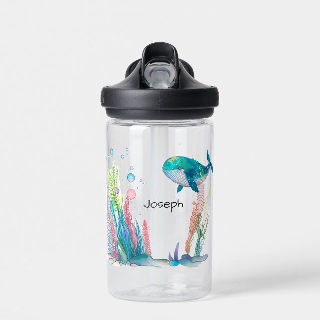 Whale Underwater Personalised Water Bottle (Front)
