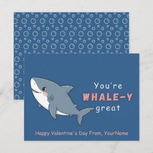 Whale Valentine Pun Card – You’re Whale-y Great