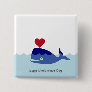 Whale Valentine's Day Button