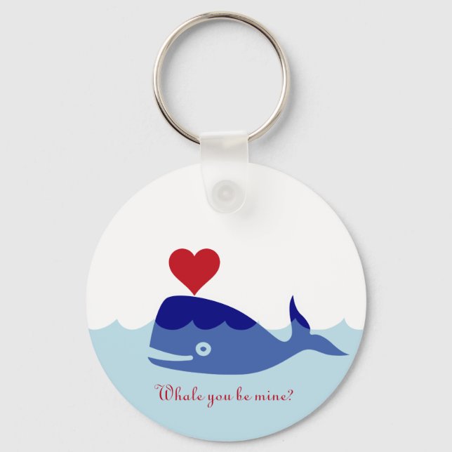 Whale Valentine's Day Keychain (Front)