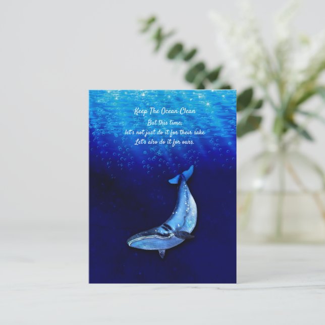 Whale Vertical Motion Scene To Down In Ocean Depth Invitation Postcard (Standing Front)