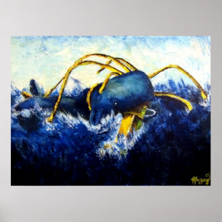 Whale Vs Colossal Squid Original Artist Print