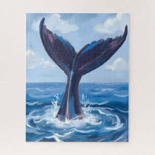 Whale Watching   Blue Ocean Watercolor Jigsaw Puzzle
