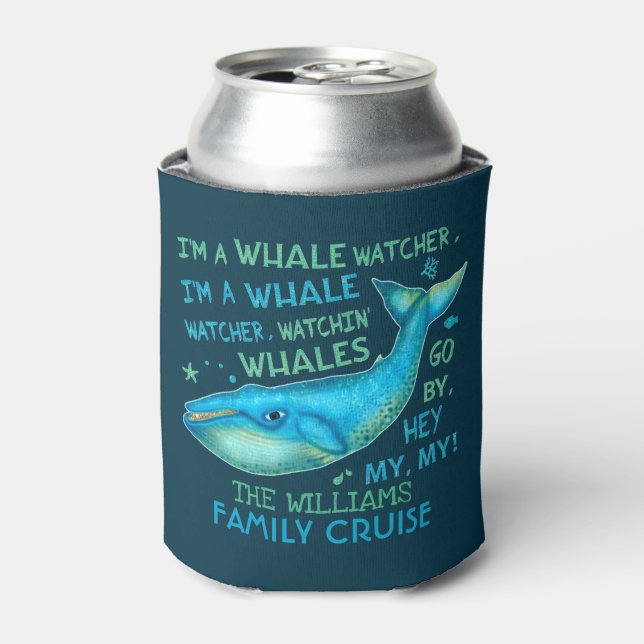 Whale Watching Family Vacation Cruise Personalised Can Cooler (Can Front)