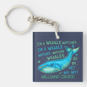 Whale Watching Family Vacation Cruise Personalised Key Ring