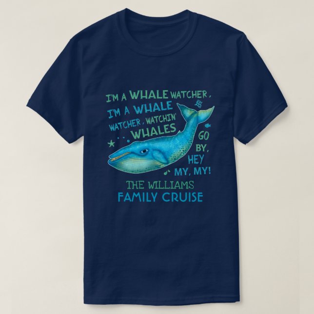 Whale Watching Family Vacation Cruise Personalised T-Shirt (Design Front)