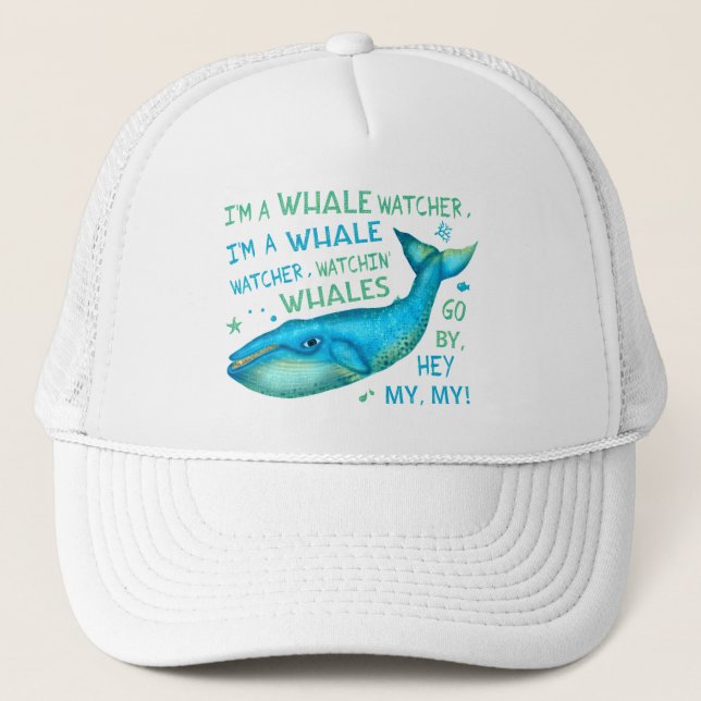 Whale Watching Family Vacation Cruise Trip Funny Trucker Hat (Front)