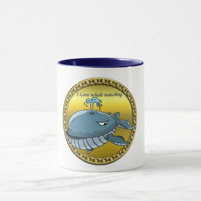 whale watching for giant floating blue whales mug (Center)