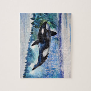 Whale Watercolor Art Jigsaw Puzzle