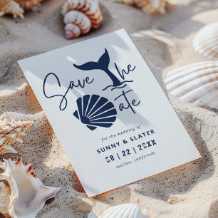 Whale Waves Seashell Beach Typography Save The Date