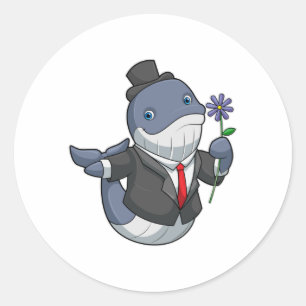 Whale Wedding Groom Flower Classic Round Sticker