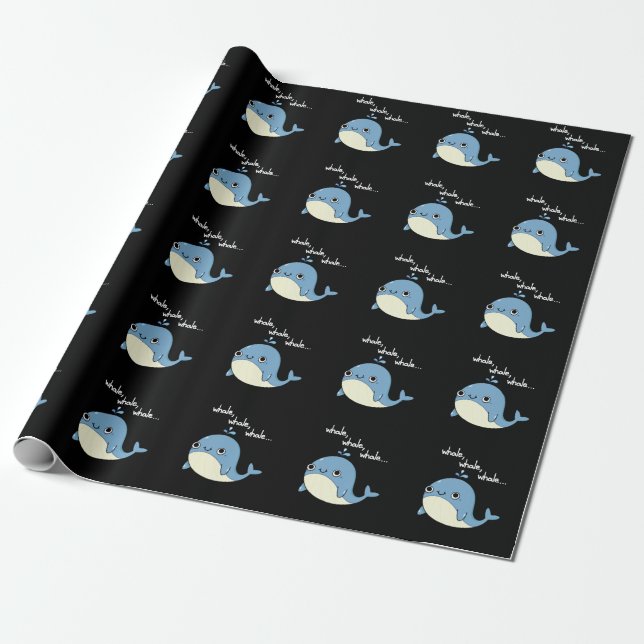 Whale, whale, whale Cute Sea Animal Pun Dark BG Wrapping Paper (Unrolled)
