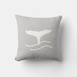 whale. WHITE on grey pillow