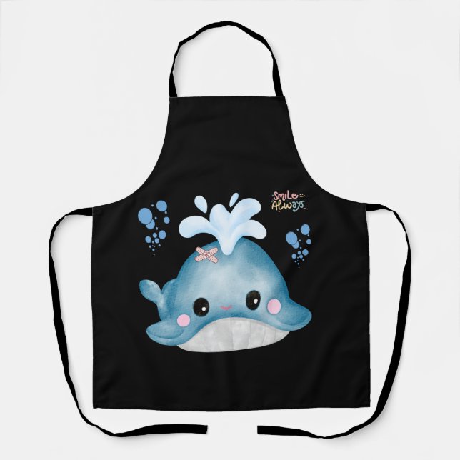 Whale with a bandage and bubble  apron (Front)