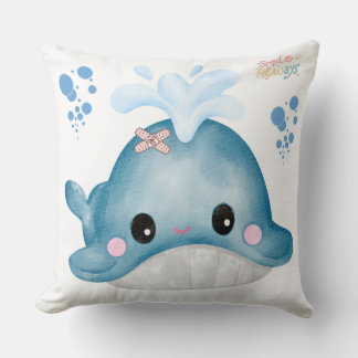 Whale with a bandage and bubble Pillow