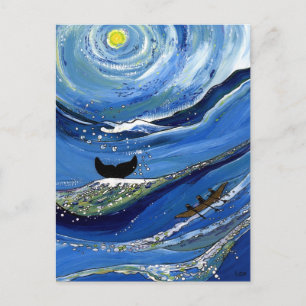 Whale with Boat Postcard