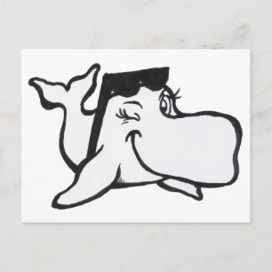 Whale with Sunglasses Colouring Plate Postcard
