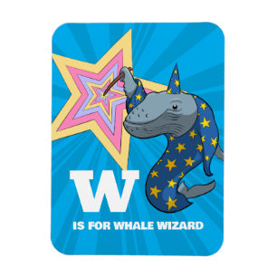Whale Wizard Surreal Humor Alphabet Character Magnet