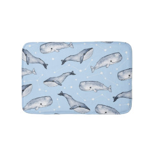 Whale Wonders: Watercolor Starry Sky Bath Mat