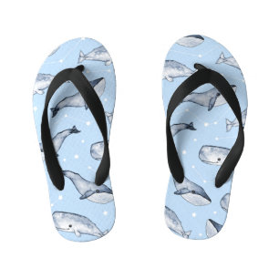 Whale Wonders: Watercolor Starry Sky Kid's Flip Flops