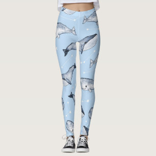 Whale Wonders: Watercolor Starry Sky Leggings