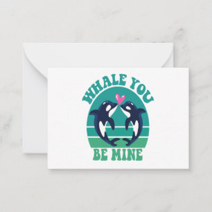 Whale You Be Mine Funny Orca Couple Valentine Gift Card