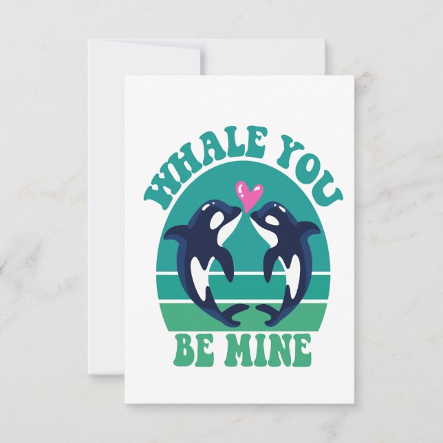 Whale You Be Mine Funny Orca Couple Valentine Gift Thank You Card (Front)