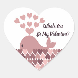 Whale You Be My Valentine Heart Sticker