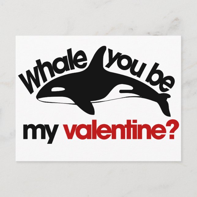 Whale you be my Valentine Holiday Postcard (Front)