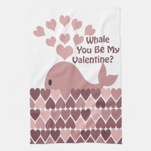 Whale You Be My Valentine Tea Towel