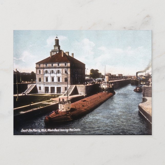 Whaleback at the Sault - Vintage Postcard (Front)