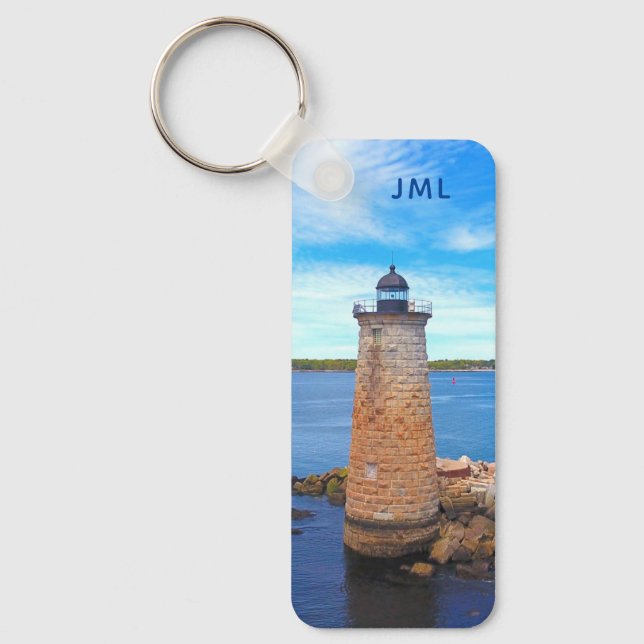 Whaleback Custom Photo Ocean Lighthouse Key Ring (Front)