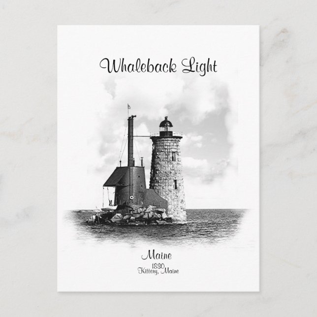 Whaleback Light - Maine Postcard (Front)