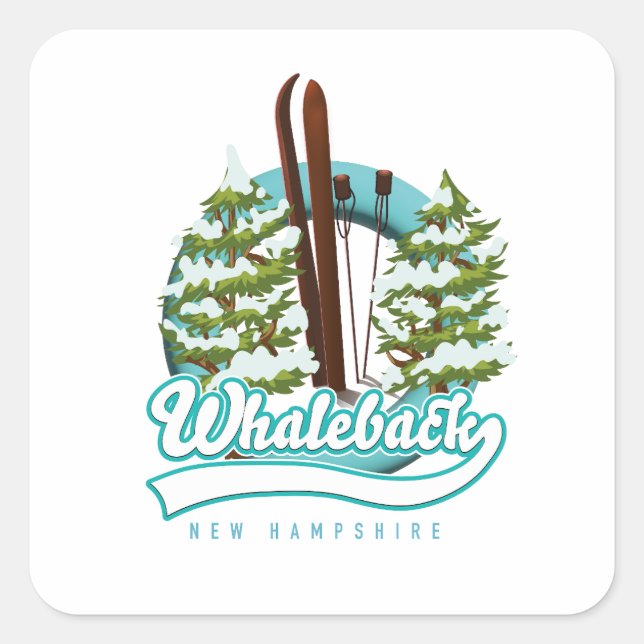 Whaleback New Hampshire retro ski logo Button Square Sticker (Front)