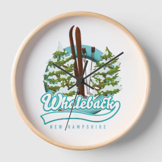 Whaleback New Hampshire retro ski logo Clock