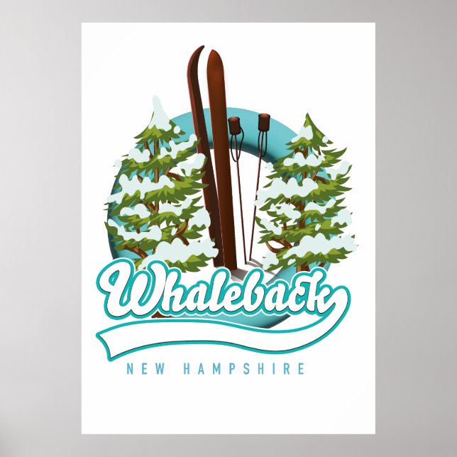 Whaleback New Hampshire retro ski logo Poster (Front)