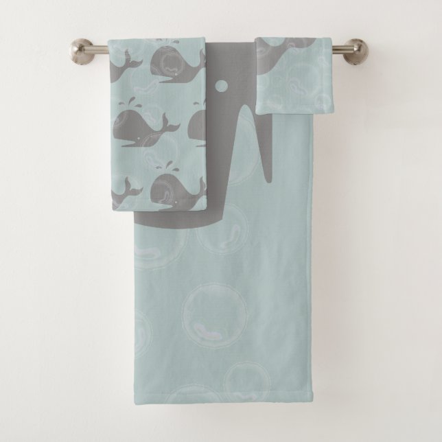 Whales and Bubbles Bath Towel Set (Insitu)