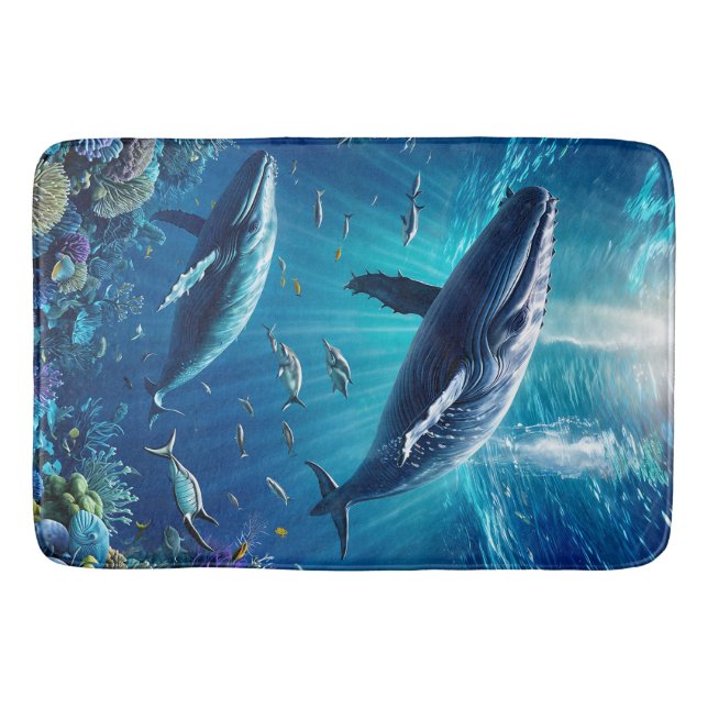 Whales and Coral Bath Mat (Front)